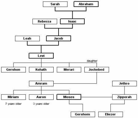 From Abraham to Moses -- a family tree